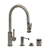 Waterstone - Waterstone Industrial PLP Pulldown Faucet - Lever Sprayer - Angled Spout - 4pc. Suite - Unlacquered Polished Brass
