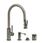 Waterstone - Waterstone Industrial PLP Pulldown Faucet - Lever Sprayer - Angled Spout - 4pc. Suite - Unlacquered Polished Brass