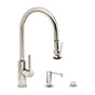 Waterstone - Waterstone Modern PLP Pulldown Faucet - Lever Sprayer - 3pc. Suite - Unlacquered Polished Brass