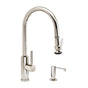 Waterstone - Waterstone Modern PLP Pulldown Faucet - Lever Sprayer - Angled Spout - 2pc. Suite - Unlacquered Polished Brass