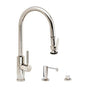 Waterstone - Waterstone Modern PLP Pulldown Faucet - Lever Sprayer - Angled Spout - 3pc. Suite - Unlacquered Polished Brass