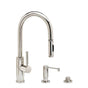 Waterstone - Waterstone Industrial Prep Size PLP Pulldown Faucet - Toggle Sprayer - 3pc. Suite - Unlacquered Polished Brass