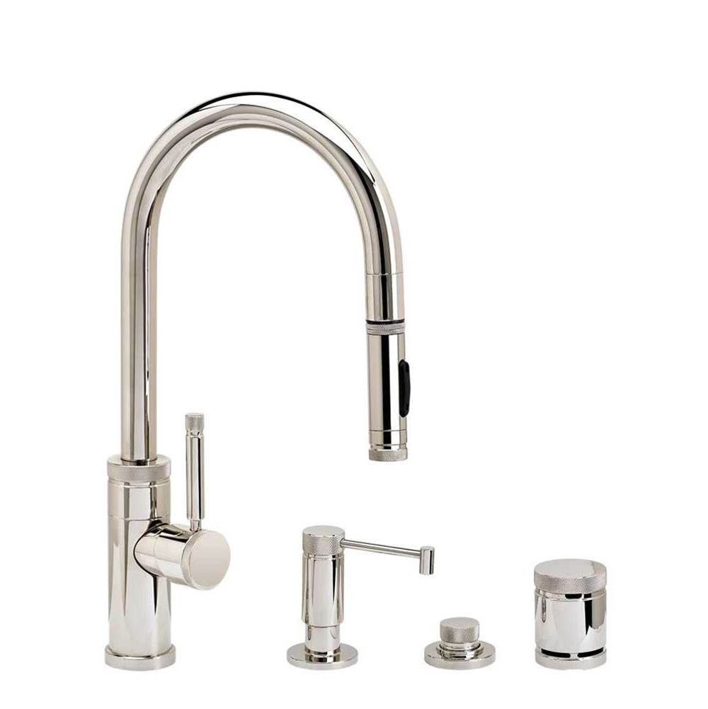 Waterstone - Waterstone Industrial Prep Size PLP Pulldown Faucet - Toggle Sprayer - 4pc. Suite - Unlacquered Polished Brass