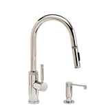 Waterstone - Waterstone Industrial Prep Size PLP Pulldown Faucet - Toggle Sprayer - Angled Spout - 2pc. Suite - Unlacquered Polished Brass