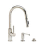 Waterstone - Waterstone Industrial Prep Size PLP Pulldown Faucet - Toggle Sprayer - Angled Spout - 3pc. Suite - Unlacquered Polished Brass