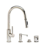 Waterstone - Waterstone Industrial Prep Size PLP Pulldown Faucet - Toggle Sprayer - Angled Spout - 4pc. Suite - Unlacquered Polished Brass