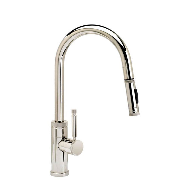Waterstone - Waterstone Industrial Prep Size PLP Pulldown Faucet - Toggle Sprayer - Angled Spout - Unlacquered Polished Brass