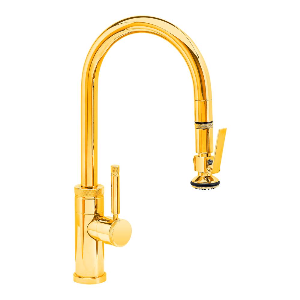 Waterstone - Waterstone Industrial Prep Size PLP Pulldown Faucet - Lever Sprayer - Polished Gold