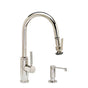 Waterstone - Waterstone Industrial Prep Size PLP Pulldown Faucet - Lever Sprayer - Angled Spout - 2pc. Suite - Unlacquered Polished Brass