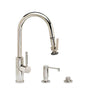 Waterstone - Waterstone Industrial Prep Size PLP Pulldown Faucet - Lever Sprayer - Angled Spout - 3pc. Suite - Unlacquered Polished Brass