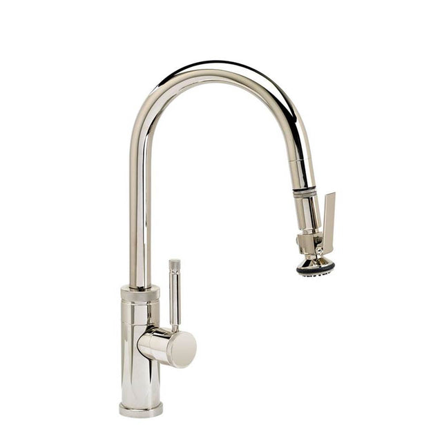 Waterstone - Waterstone Industrial Prep Size PLP Pulldown Faucet - Lever Sprayer - Angled Spout - Unlacquered Polished Brass