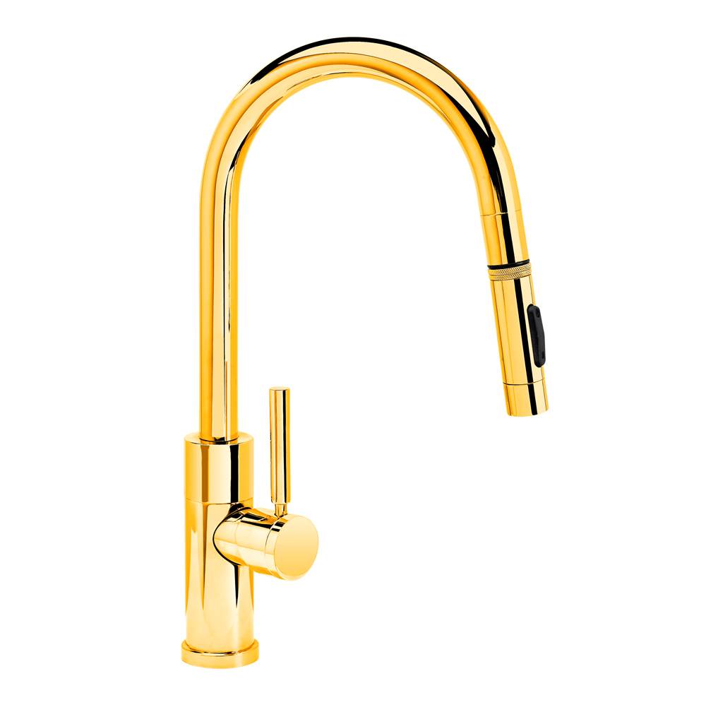 Waterstone - Waterstone Modern Prep Size PLP Pulldown Faucet - Toggle Sprayer - Angled Spout - Polished Gold