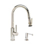 Waterstone - Waterstone Modern Prep Size PLP Pulldown Faucet - Lever Sprayer - Angled Spout - 2pc. Suite - Unlacquered Polished Brass