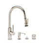 Waterstone - Waterstone Modern Prep Size PLP Pulldown Faucet - Lever Sprayer - Angled Spout - 4pc. Suite - Unlacquered Polished Brass