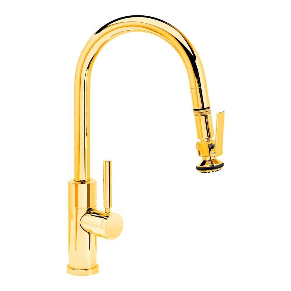 Waterstone - Waterstone Modern Prep Size PLP Pulldown Faucet - Lever Sprayer - Angled Spout - Polished Gold