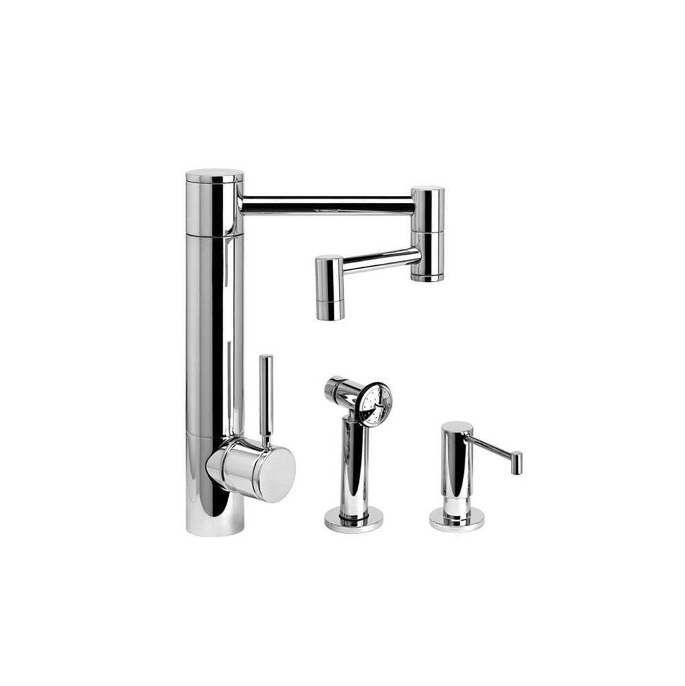 Waterstone - Waterstone Hunley Kitchen Faucet - 12'' Articulated Spout - 2pc. Suite - Graphite