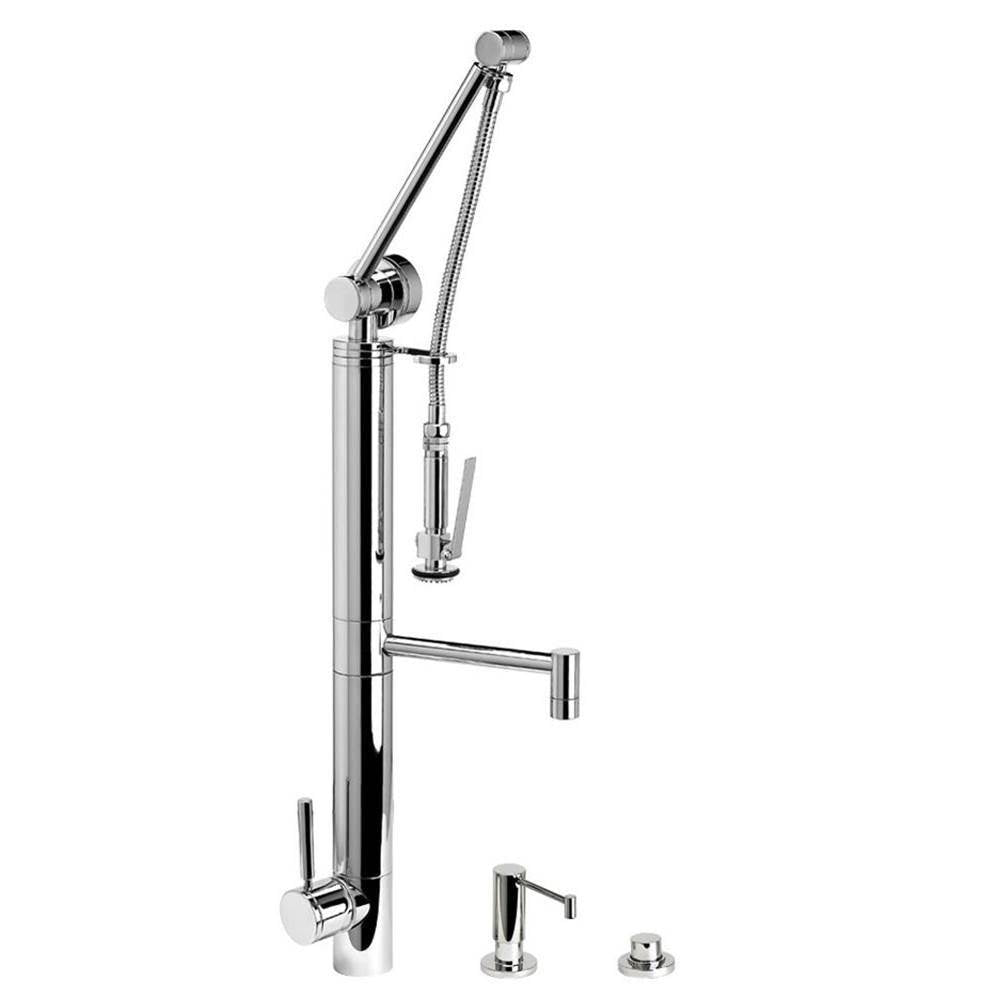 Waterstone - Waterstone Contemporary Gantry Pulldown Faucet - Straight Spout - 3pc. Suite - Graphite