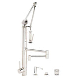 Waterstone - Waterstone Contemporary Gantry Pulldown Faucet - 18'' Articulated Spout - 4pc. Suite - Graphite