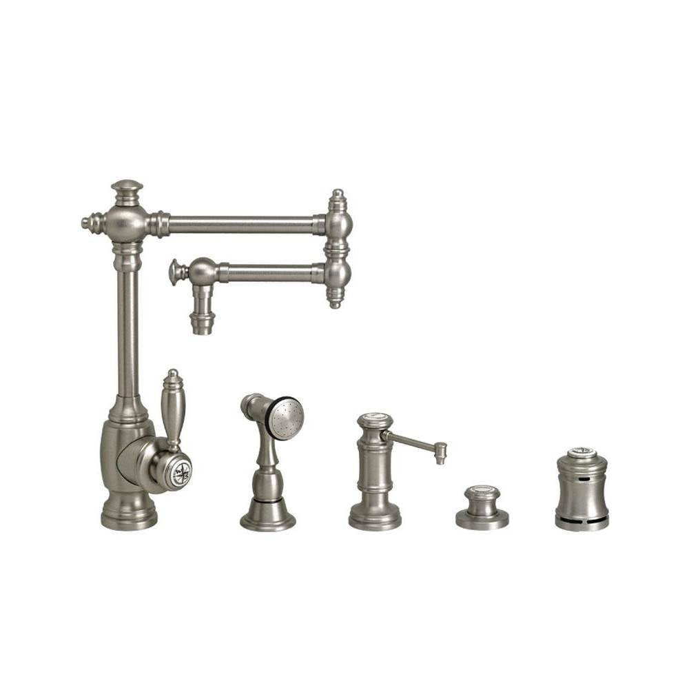 Waterstone - Waterstone Towson Kitchen Faucet - 12'' Articulated Spout - 4pc. Suite - Graphite