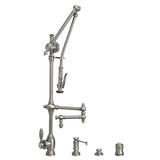 Waterstone - Waterstone Traditional Gantry Pulldown Faucet - 12'' Articulated Spout - 4pc. Suite - Graphite