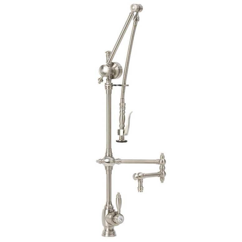 Waterstone - Waterstone Traditional Gantry Pulldown Faucet - 12'' Articulated Spout - 2pc. Suite - Graphite