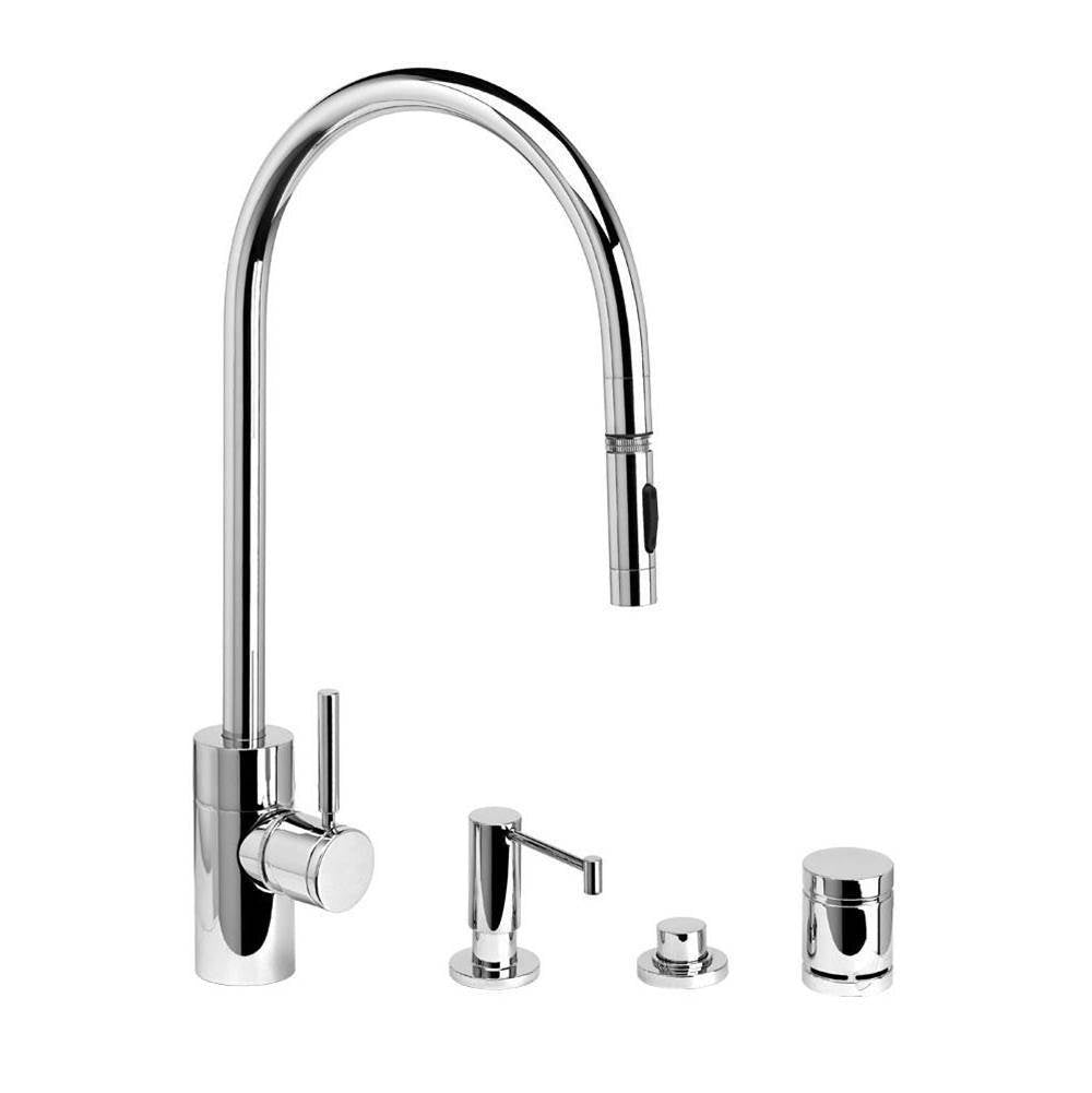 Waterstone - Waterstone Contemporary Extended Reach PLP Pulldown Faucet - Toggle Sprayer - 4pc. Suite - Graphite