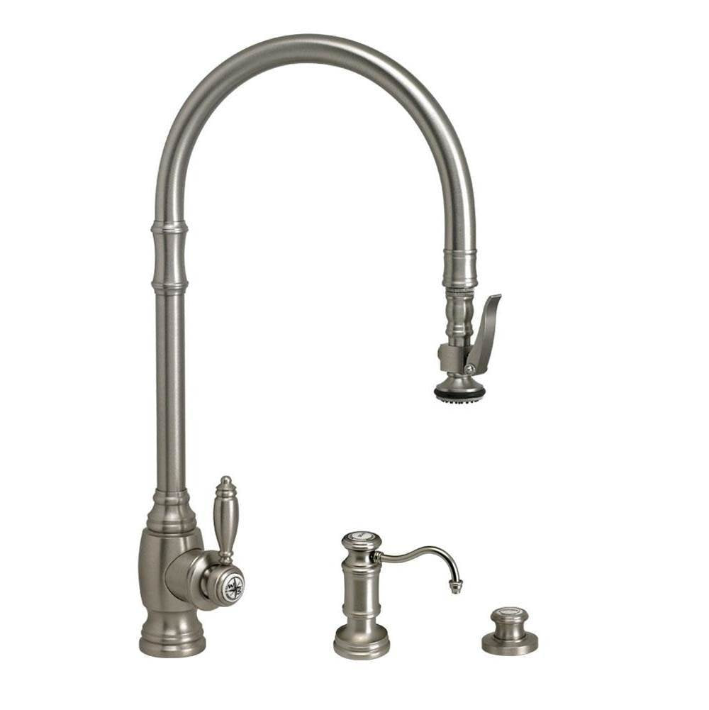Waterstone - Waterstone Traditional Extended Reach PLP Pulldown Faucet - 3pc. Suite - Graphite
