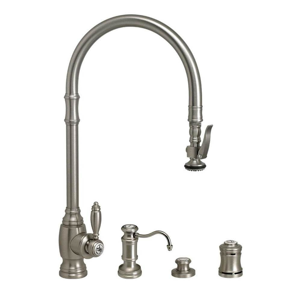 Waterstone - Waterstone Traditional Extended Reach PLP Pulldown Faucet - 4pc. Suite - Graphite