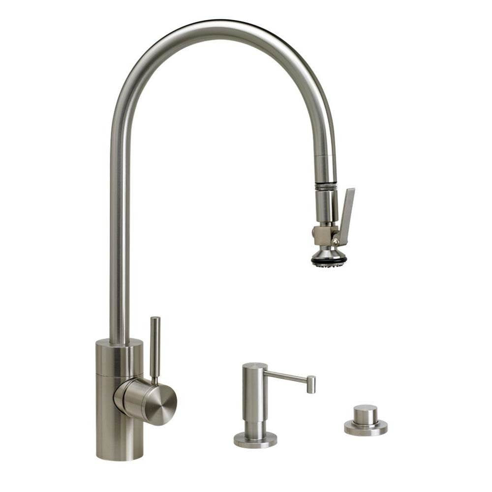 Waterstone - Waterstone Contemporary Extended Reach PLP Pulldown Faucet - Lever Sprayer - 3pc. Suite - Graphite