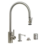 Waterstone - Waterstone Contemporary Extended Reach PLP Pulldown Faucet - Lever Sprayer - 4pc. Suite - Graphite