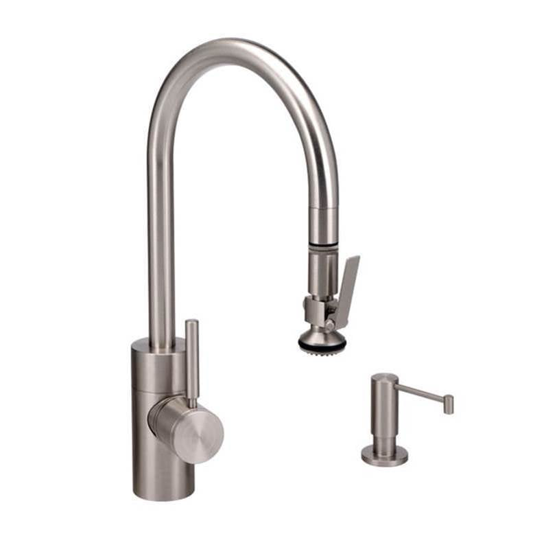 Waterstone - Waterstone Contemporary PLP Pulldown Faucet - Lever Sprayer - 2pc. Suite - Graphite