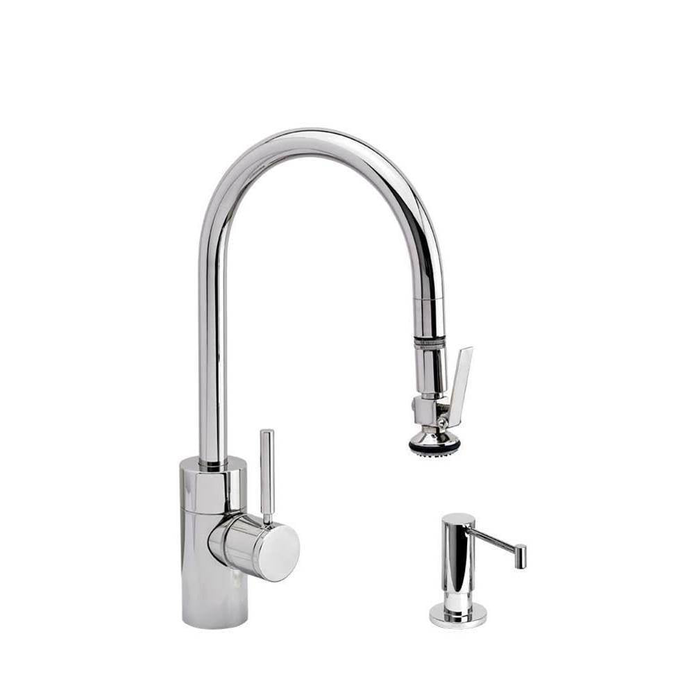 Waterstone - Waterstone Contemporary PLP Pulldown Faucet - Lever Sprayer - 2pc. Suite - Graphite