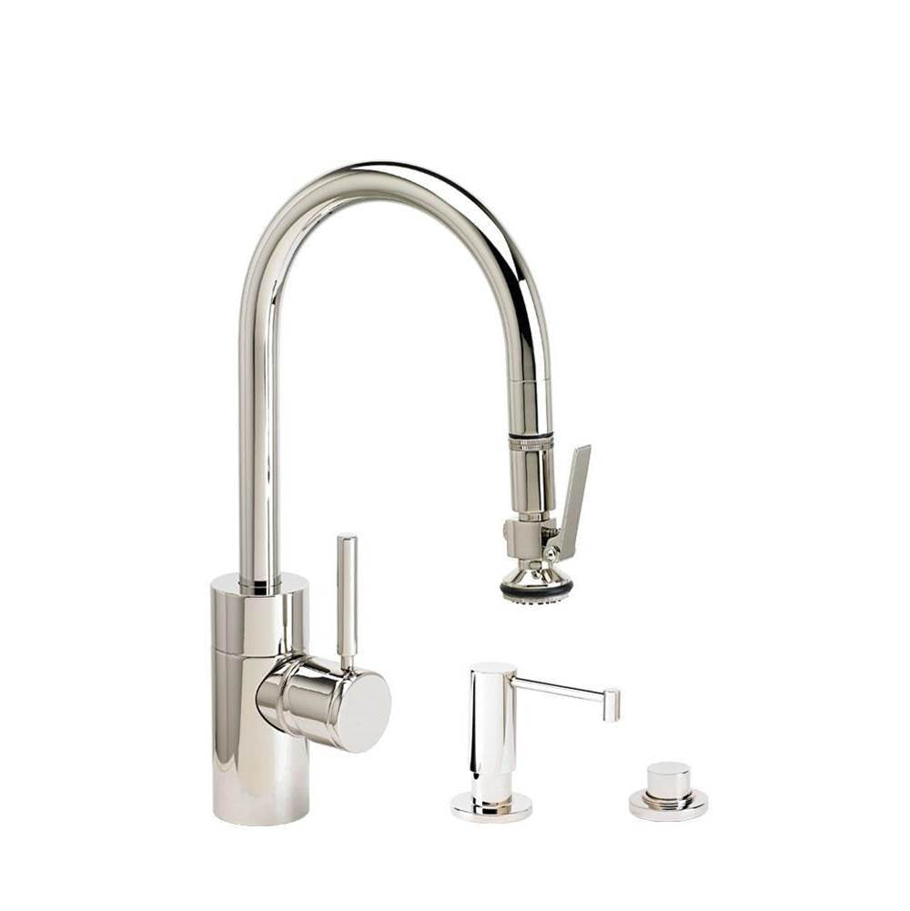 Waterstone - Waterstone Contemporary Prep Size PLP Pulldown Faucet - Lever Sprayer - 3pc. Suite - Graphite