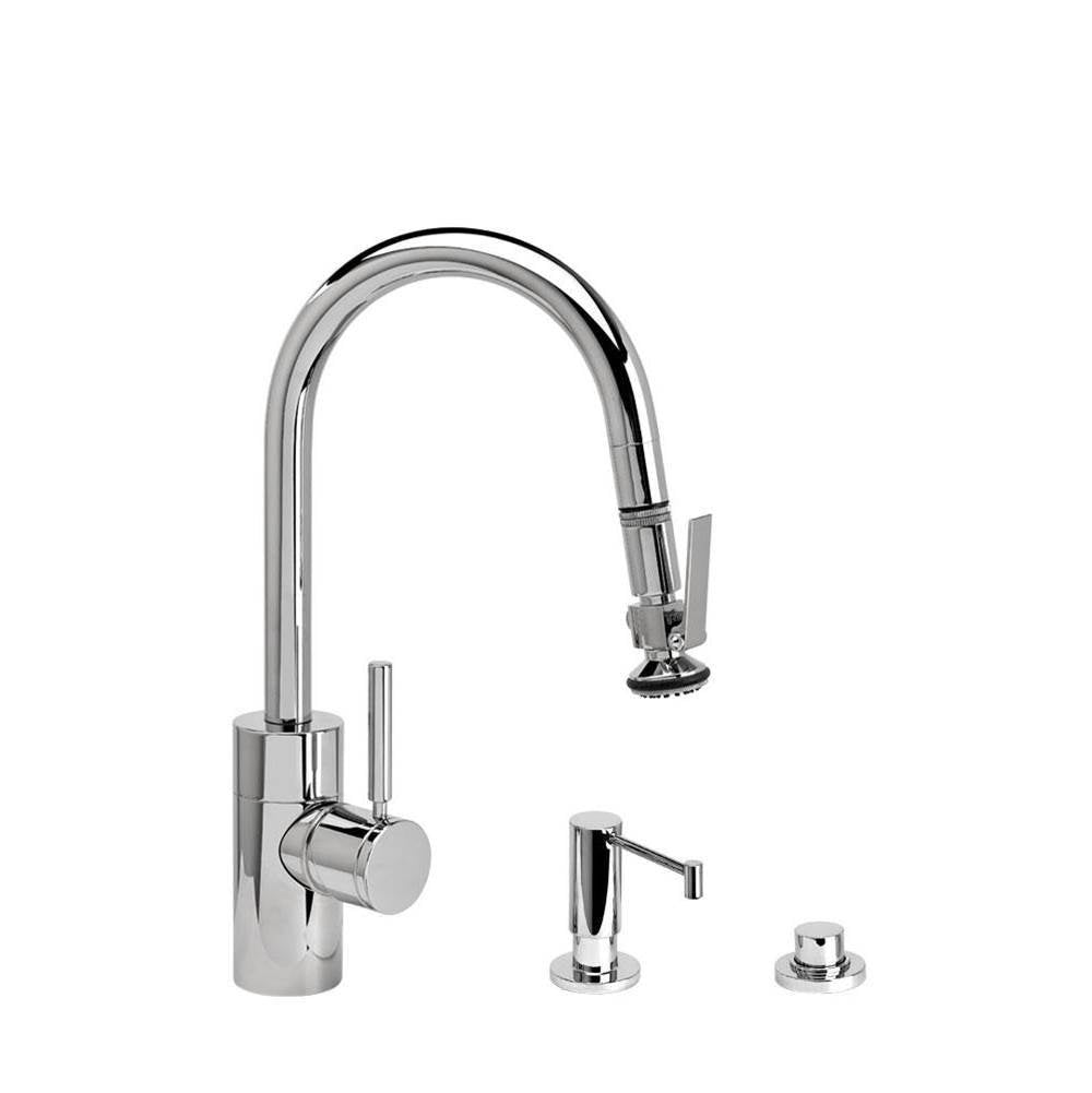 Waterstone - Waterstone Contemporary Prep Size PLP Pulldown Faucet - Lever Sprayer - 3pc. Suite - Graphite