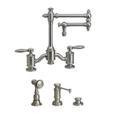 Waterstone - Waterstone Towson Bridge Faucet - 12'' Articulated Spout - Lever Handles - 3pc. Suite - Graphite