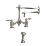 Waterstone - Waterstone Towson Bridge Faucet - 18'' Articulated Spout - Lever Handles w/ Side Spray - Graphite