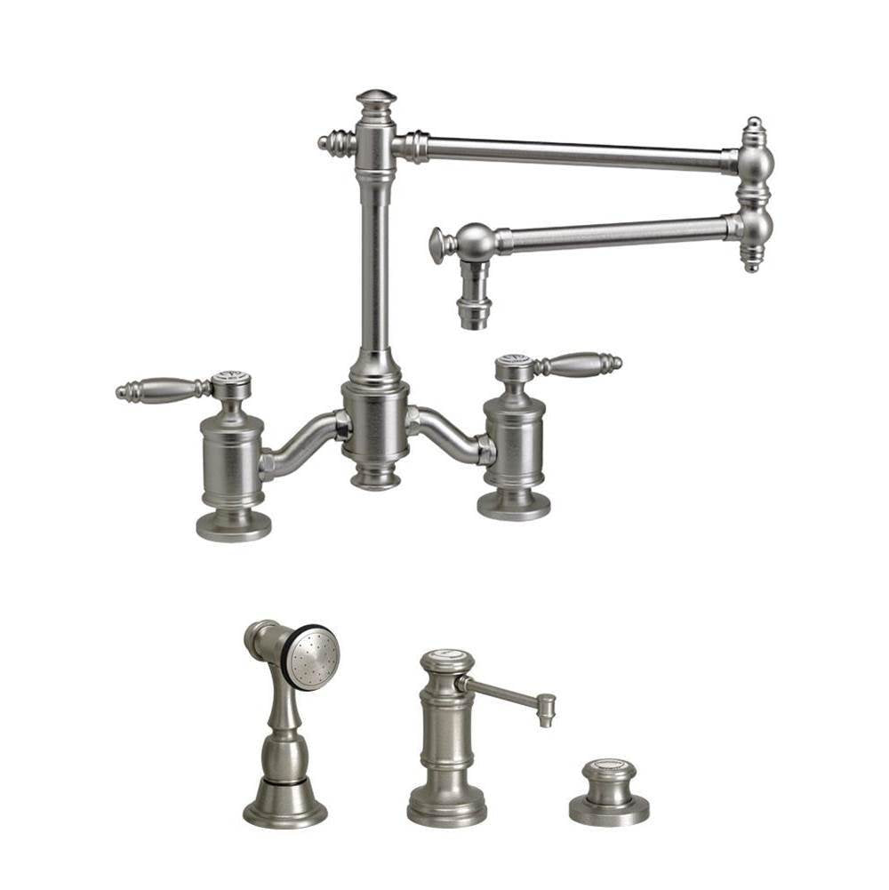 Waterstone - Waterstone Towson Bridge Faucet - 18'' Articulated Spout - Lever Handles - 3pc. Suite - Graphite