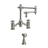 Waterstone - Waterstone Towson Bridge Faucet - 12'' Articulated Spout - Cross Handles w/ Side Spray - Graphite