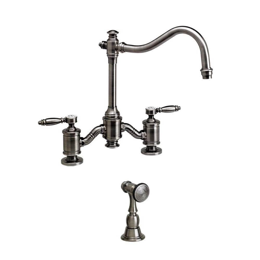 Waterstone - Waterstone Annapolis Bridge Faucet - Lever Handles w/ Side Spray - Graphite