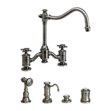 Waterstone - Waterstone Annapolis Bridge Faucet - Cross Handles - 4pc. Suite - Graphite