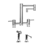 Waterstone - Waterstone Hunley Bridge Faucet - 12'' Articulated Spout - 2pc. Suite - Graphite