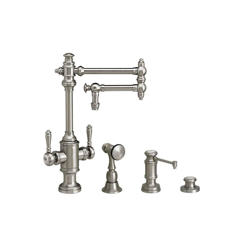 Waterstone - Waterstone Towson Two Handle Kitchen Faucet - 12'' Articulated Spout - 3pc. Suite - Graphite