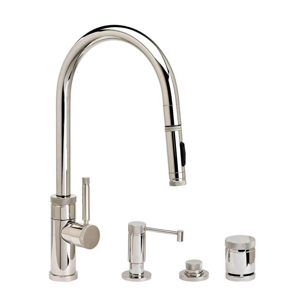 Waterstone - Waterstone Industrial PLP Pulldown Faucet - Toggle Sprayer - Angled Spout - 4pc. Suite - Graphite