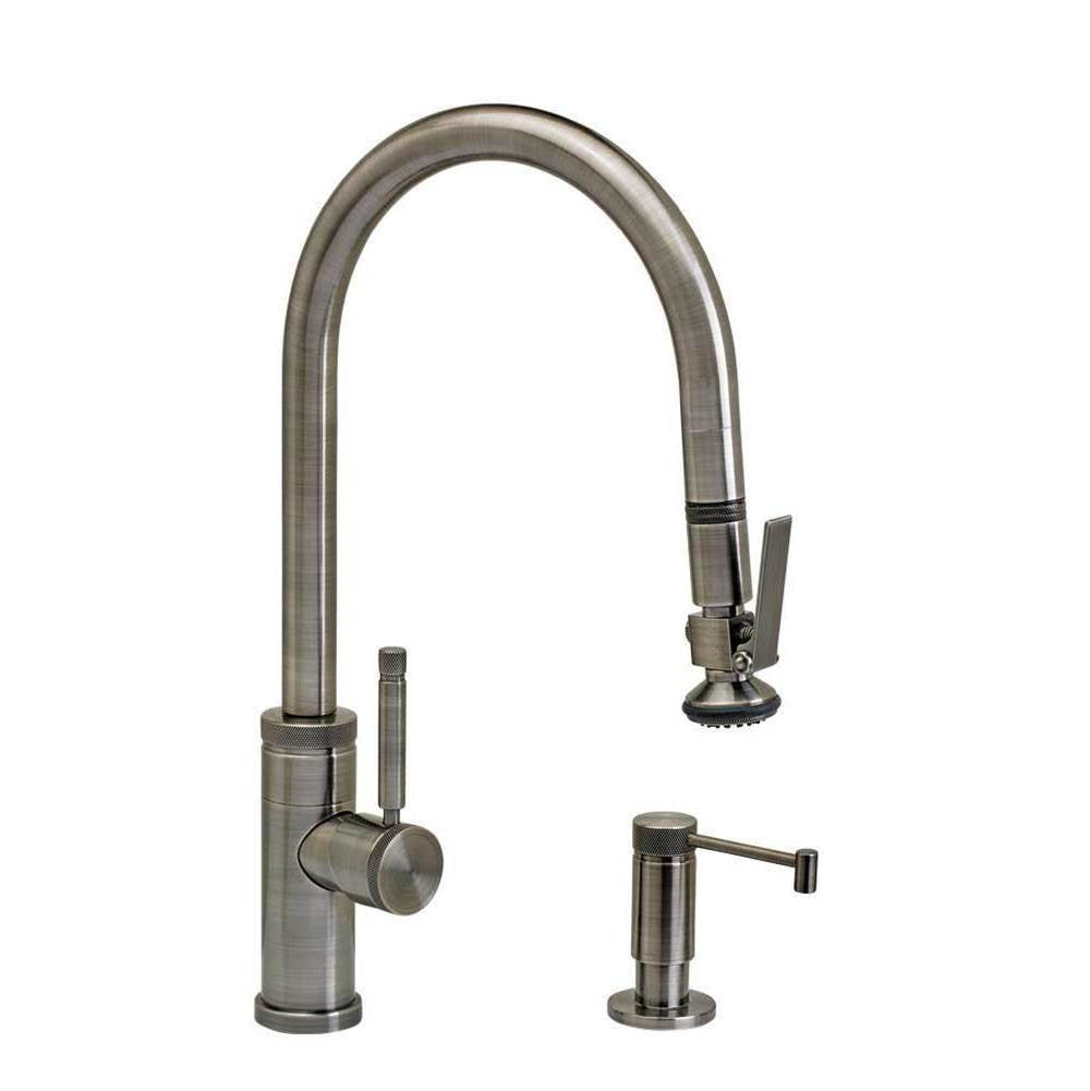 Waterstone - Waterstone Industrial PLP Pulldown Faucet - Lever Sprayer - Angled Spout - 2pc. Suite - Graphite