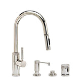 Waterstone - Waterstone Industrial Prep Size PLP Pulldown Faucet - Toggle Sprayer - Angled Spout - 4pc. Suite - Graphite