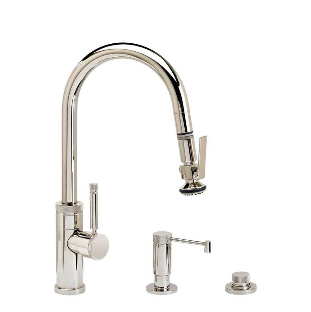 Waterstone - Waterstone Industrial Prep Size PLP Pulldown Faucet - Lever Sprayer - Angled Spout - 3pc. Suite - Graphite