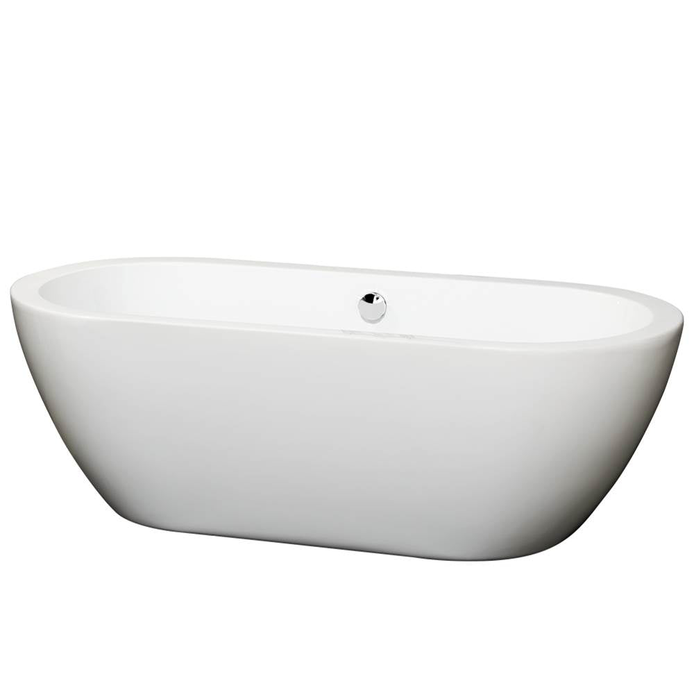 Wyndham Collection - Soho 68 Inch Freestanding Bathtub in White with Polished Chrome Drain and Overflow Trim - White With Polished Chrome