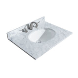 Sheffield 30 Inch Single Bathroom Vanity in Espresso, White Carrara Marble Countertop, Undermount Oval Sink, and No Mirror
