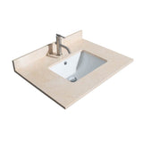 Sheffield 30 Inch Single Bathroom Vanity in Espresso, Ivory Marble Countertop, Undermount Square Sink, and 24 Inch Mirror