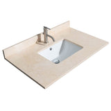 Sheffield 36 Inch Single Bathroom Vanity in Espresso, Ivory Marble Countertop, Undermount Square Sink, and Medicine Cabinet